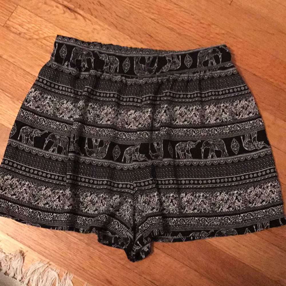Black and white elephant trendy shorts